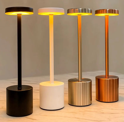 Luxury Metal LED Table Lamp – USB Rechargeable 3 Color Touch Light