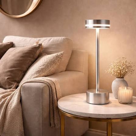 Luxury Metal LED Table Lamp – USB Rechargeable 3 Color Touch Light